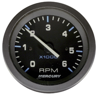 Tach, 0 - 6000, Black, 3 3/8 inch.