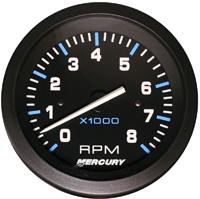 Tach, 0 - 8000, Black, 3 3/8 inch.