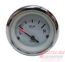 Oil Pressure, White Chrome, 2 1/8 inch.