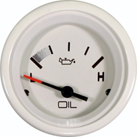 Oil Pressure, White, 2 1/8 inch. 0 - 80 PSI.