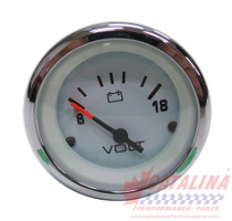 Voltmeter, White Chrome, 2 1/8 inch.