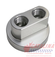 Chev 283 - 350 S.B. & 396 - 454 Mark IV B.B., "Billet" Oil Filter Block Bypass Adapter, 3/4 inch N.P.T., complete with 1/2 inch N.P.T. Bushings. Marine or Automotive.