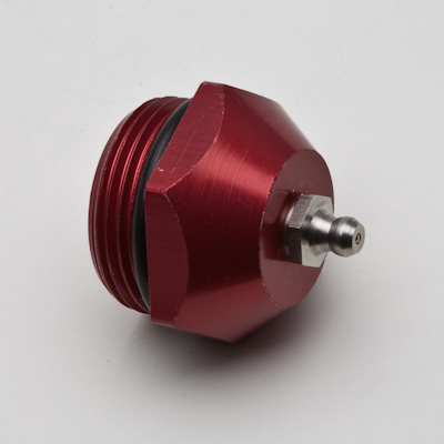 Billet Anodized Aluminium complete with Stainless Steel Grease Fitting & O-Ring. 1/2 inch Socket Size.