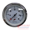 Tachometer, 0-6000, White Chrome, 3 3/8 inch.