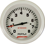 Tach, 0 - 8000, White, 3 3/8 inch.