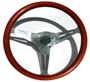 14 inch mahogany wood, pol. 3 spoke, slotted, 5 bolt